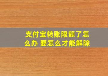 支付宝转账限额了怎么办 要怎么才能解除